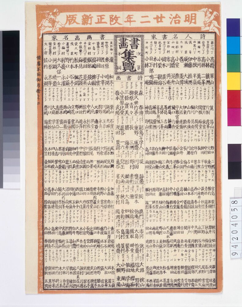 作品画像:明治廿二年改正新版書画集覧