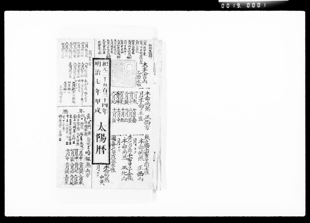 作品画像：明治七年甲戍太陽暦