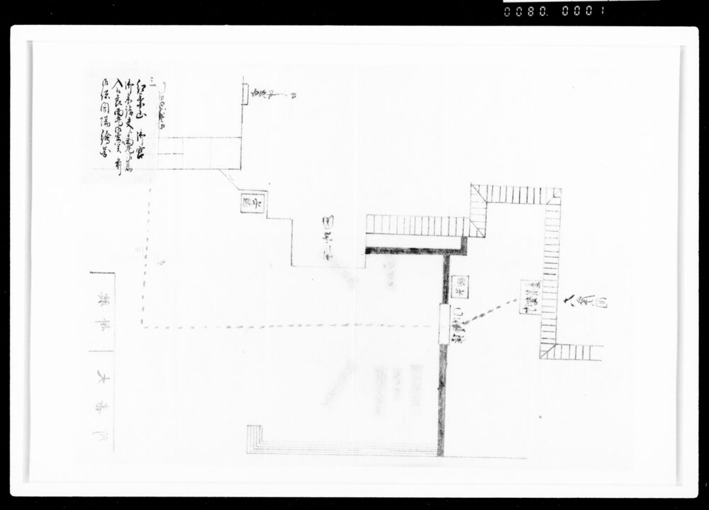 作品画像:大納言様御宮参行列建場絵図のうち紅葉山御参詣夫より西丸江被為入候節西丸御玄関前御供開場絵図