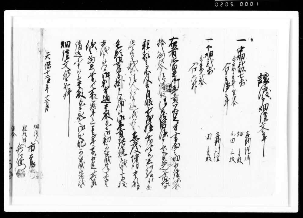 作品画像：譲渡申畑証文之事（中下畑・18両）