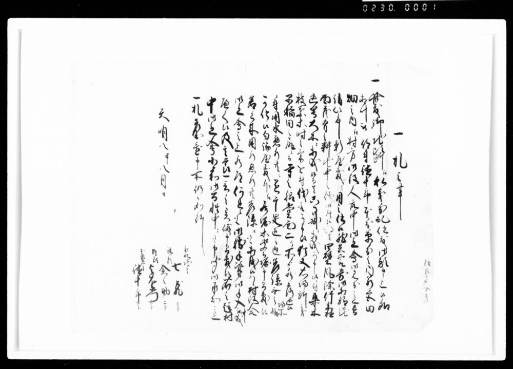 作品画像：一札之事（地所分配につき風除竹木・用水路手入の件・写）