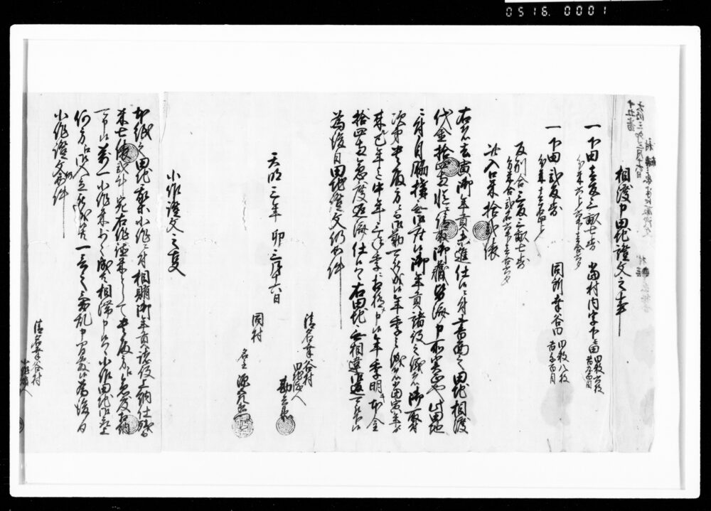 作品画像：相渡申田地証文之事（代金14両請取）