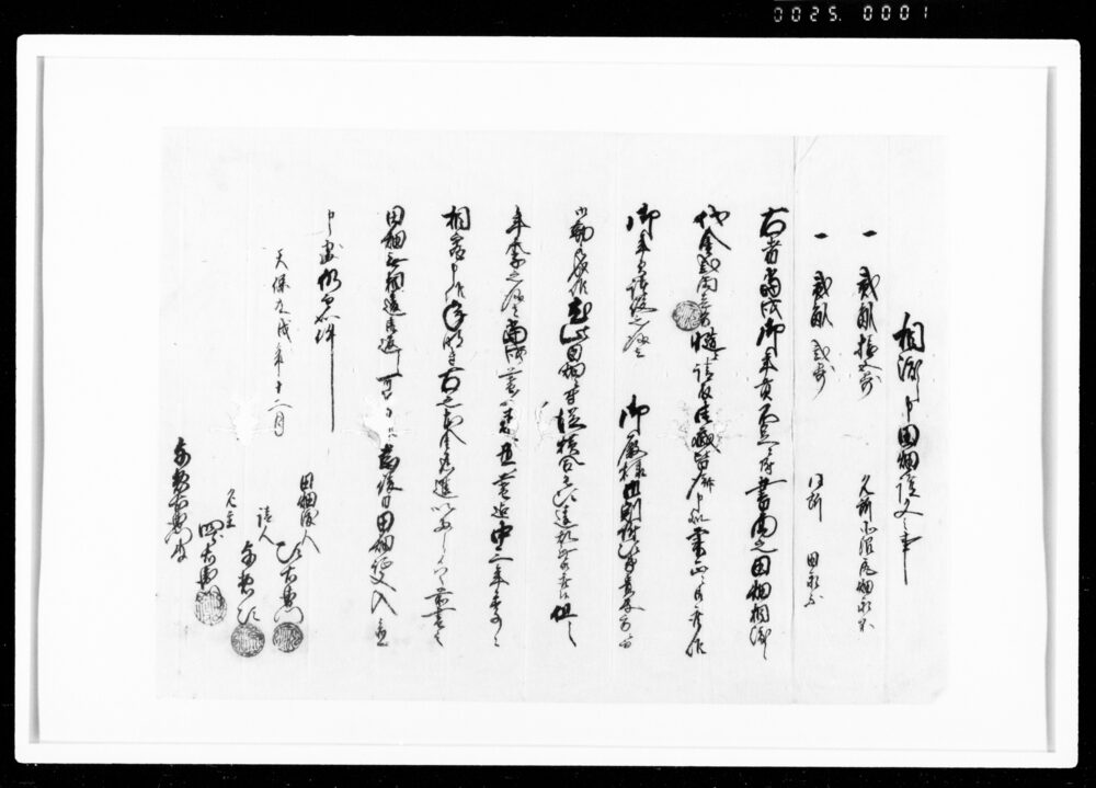 作品画像：相渡し申田畑証文之事（代金2両1分請取）