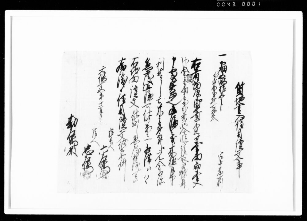 作品画像：質地書入借用証文之事(畑代金1両1分2朱請取）