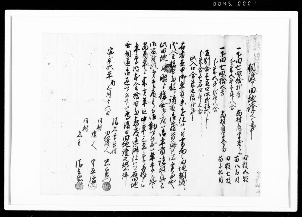 作品画像：相渡申田地証文之事（代金14両請取）