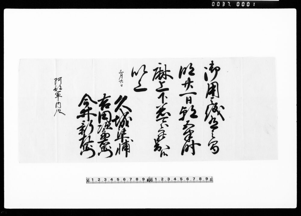 作品画像：阿部軍内宛登城命令書写