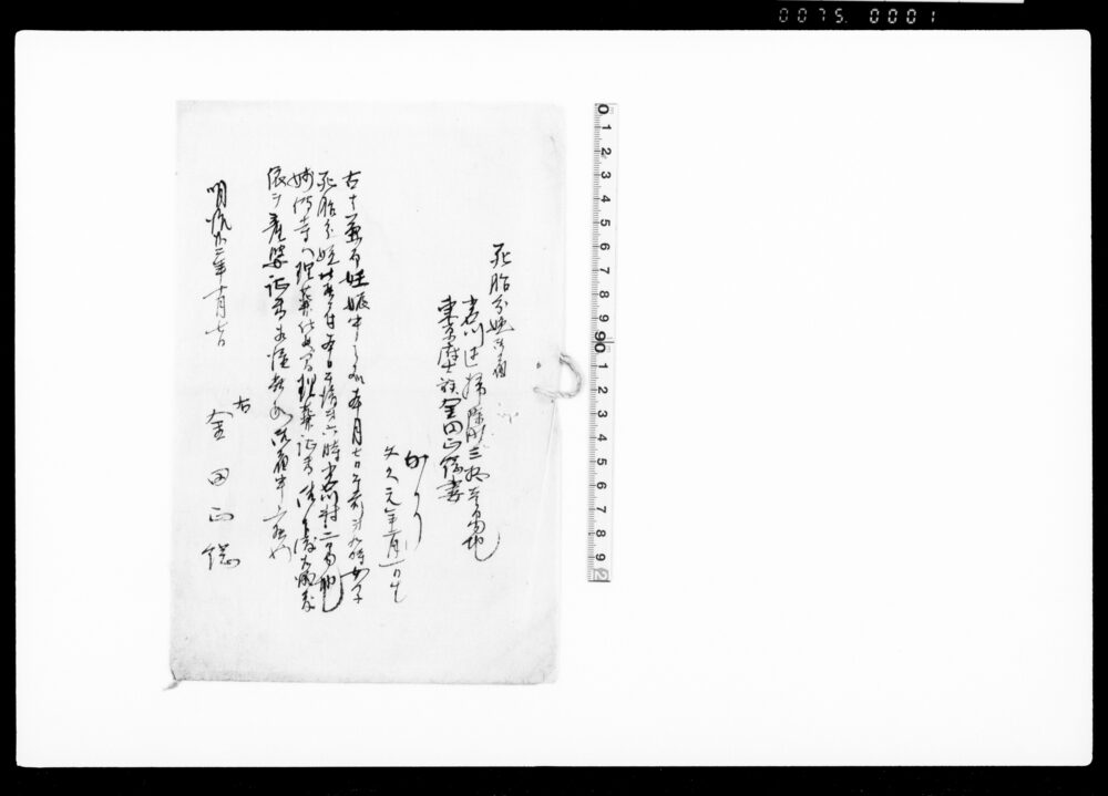 作品画像：御家人金田家文書　死胎分娩御届