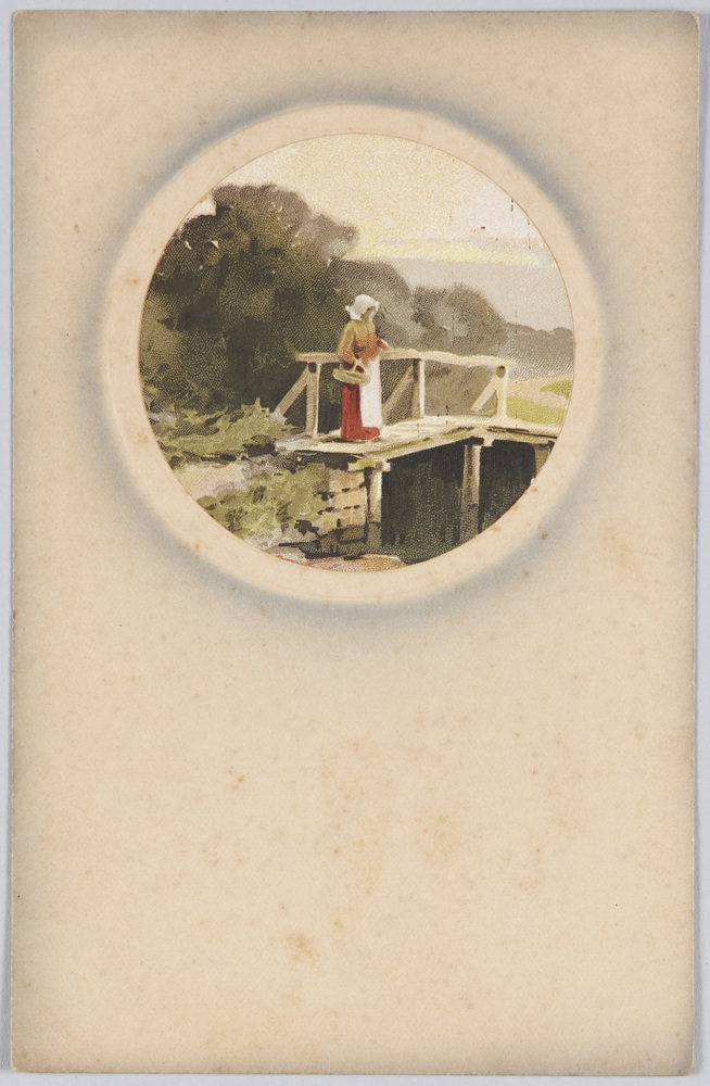 作品画像:木橋の上に佇む婦人(美術絵葉書シリーズ1527)(外国製)
