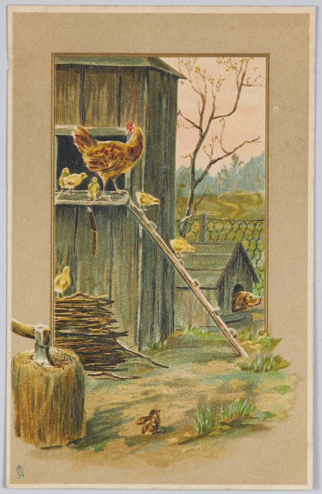 作品画像:鶏小屋と犬小屋のある庭(Raphael Tuck&Sons’”Art”Series 6895)(外国製)