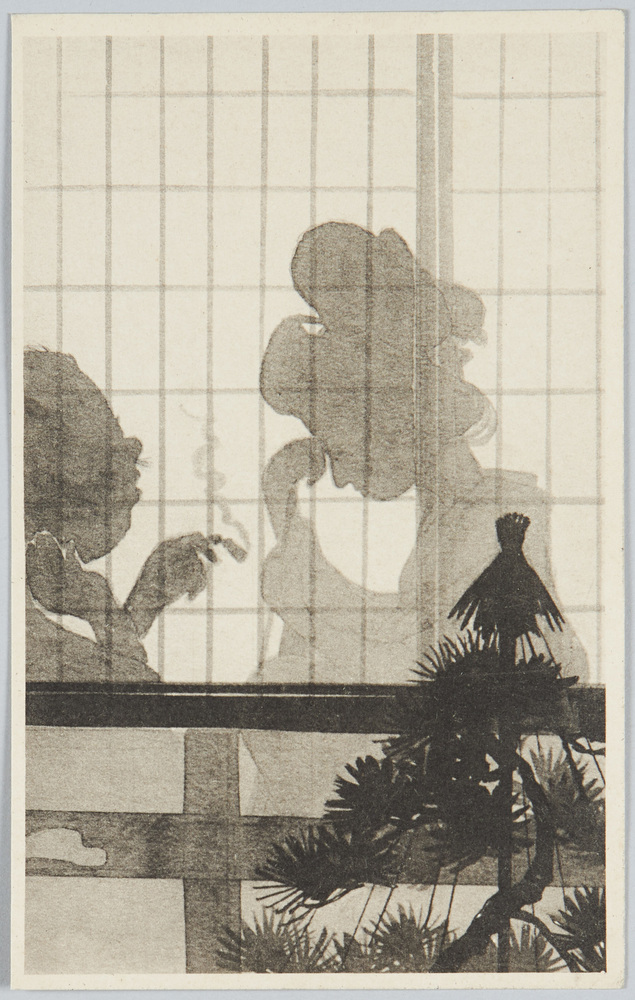 作品画像:夜の芸者のシルエット