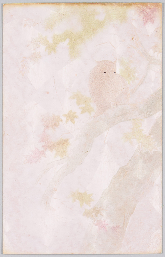 作品画像:紅葉と梟 (和紙型押)