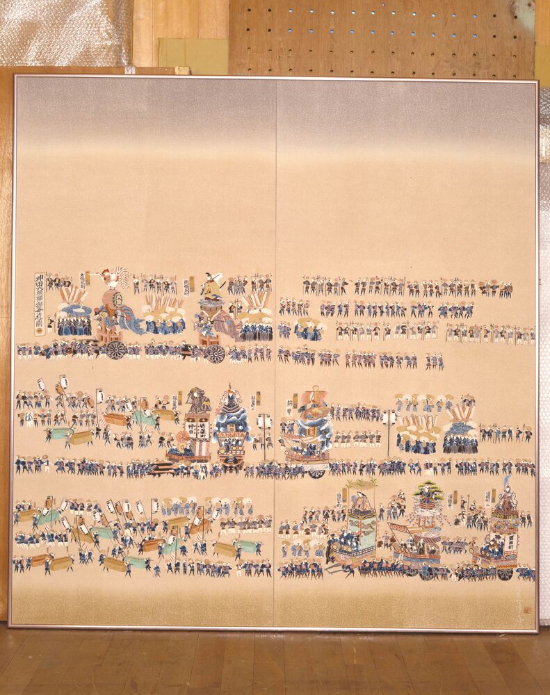作品画像:江戸解友禅染花筏文パネル