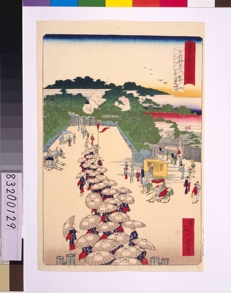 東京名所四十八景 上野黒門前花見連
