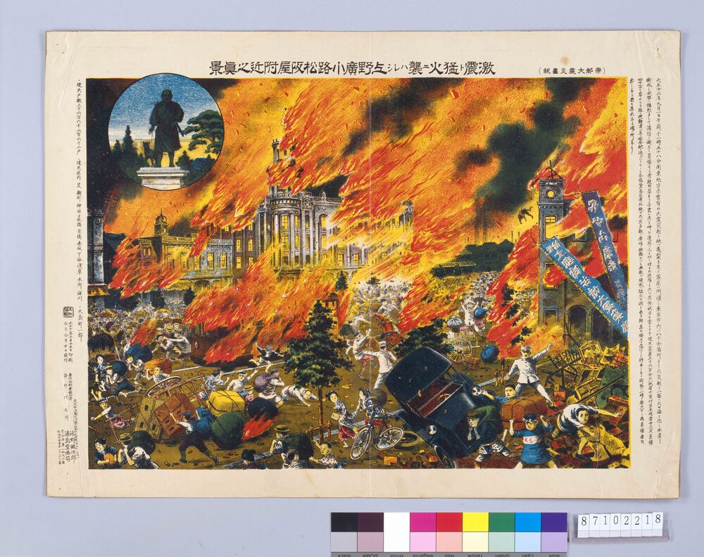 作品画像：激震ト猛火ニ襲ハレシ上野広小路松坂屋附近之真景