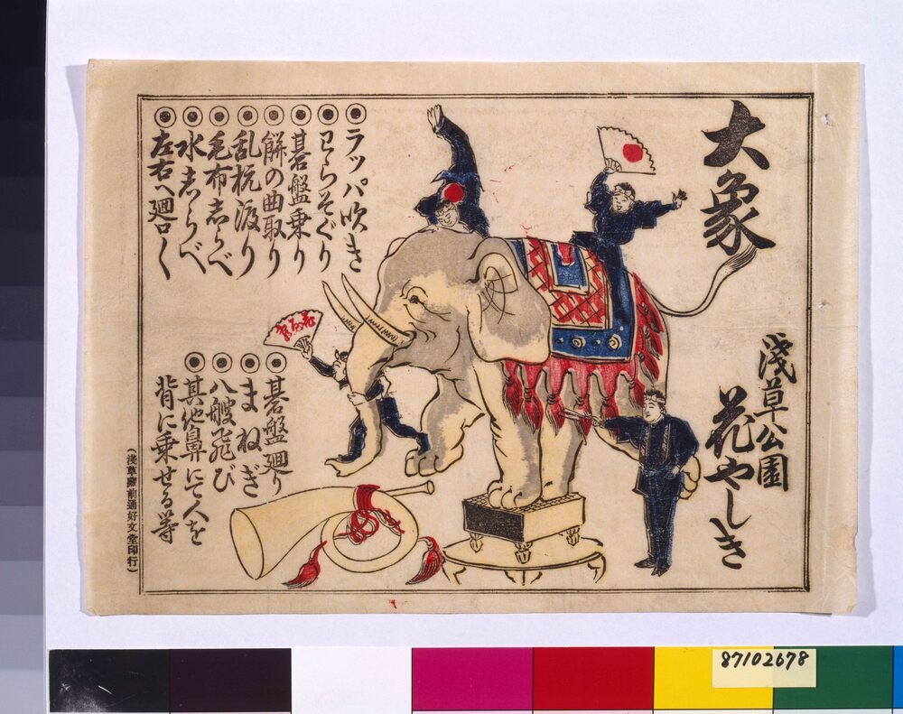 作品画像：興行チラシ(大象他 浅草公園花やしき)