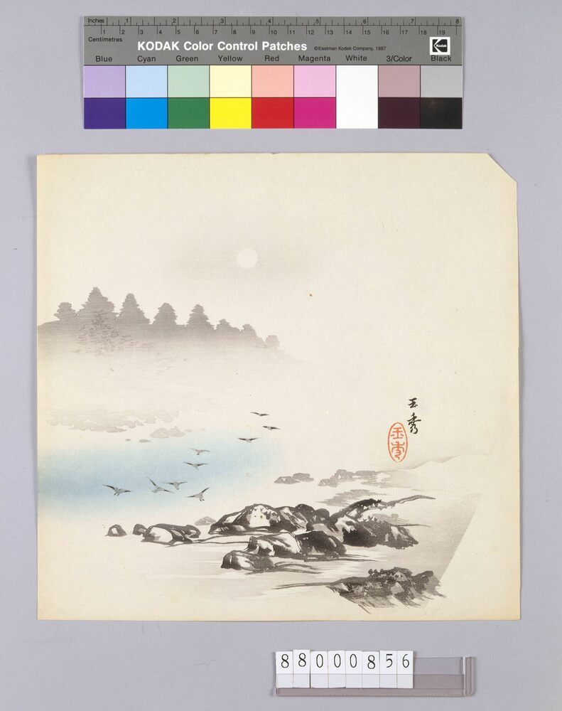 作品画像:榛原聚玉堂版団扇絵 河畔千鳥