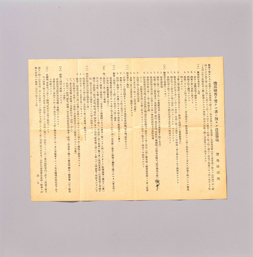 作品画像：徴兵検査ヲ受クル者ニ對スル注意事項