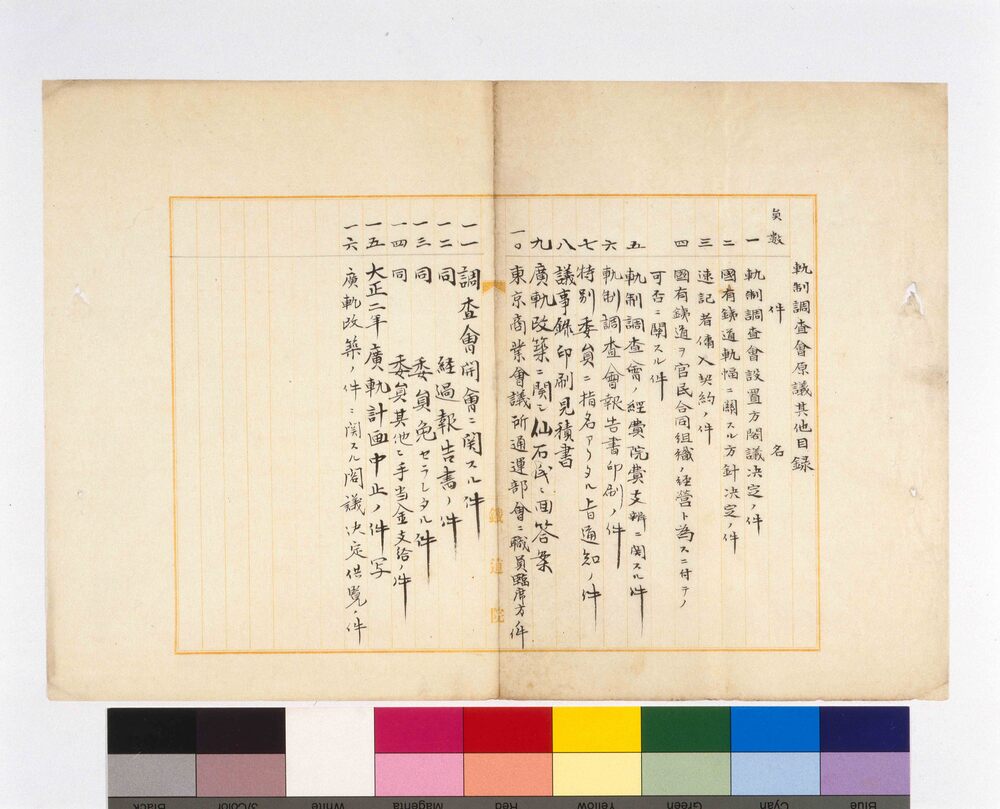 作品画像：軌制調査会原議其他目録