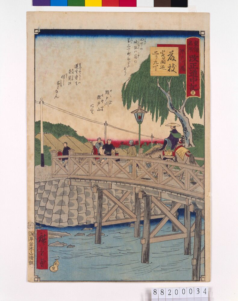 作品画像：東海名所改正五十三駅 改正道中記 二十五 藤枝 瀬戸川橋