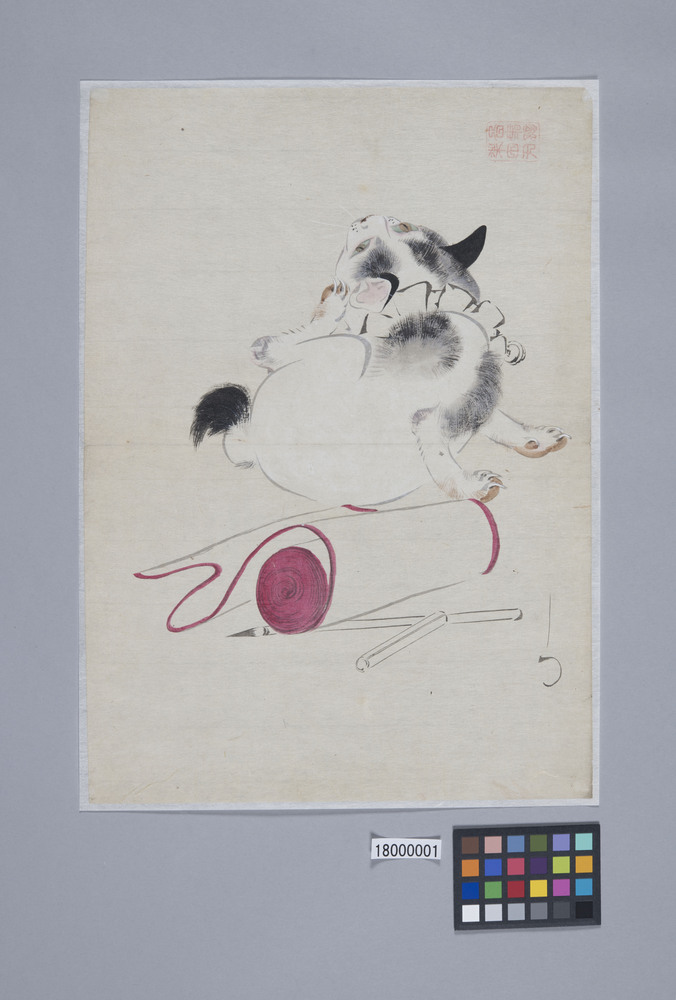 作品画像：猫と筆紙