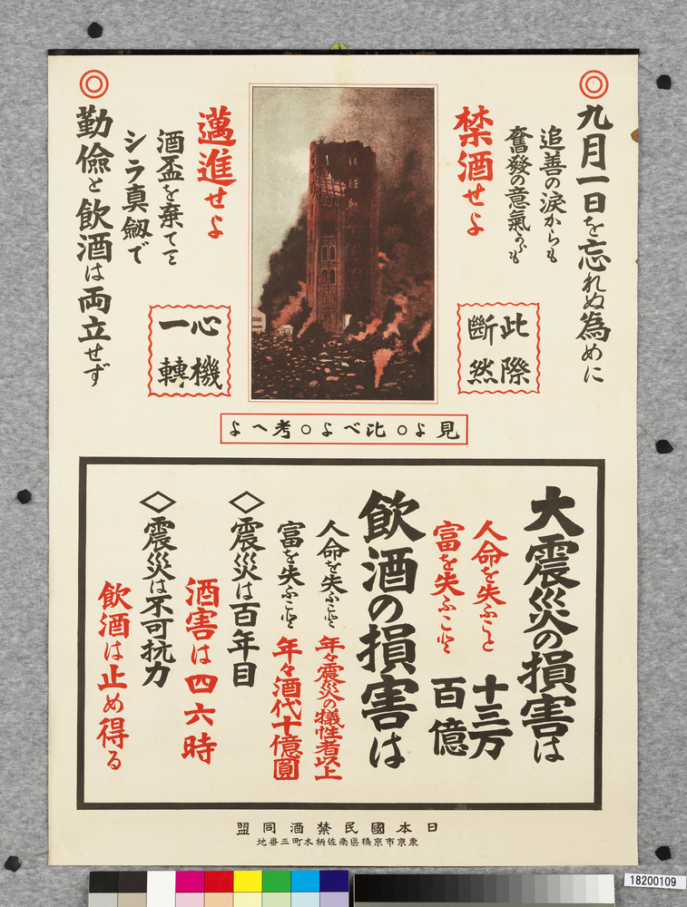 作品画像:ポスター 九月一日を忘れぬ為めに禁酒せよ邁進せよ