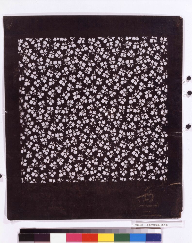 作品画像:長板中形型紙 菊の葉