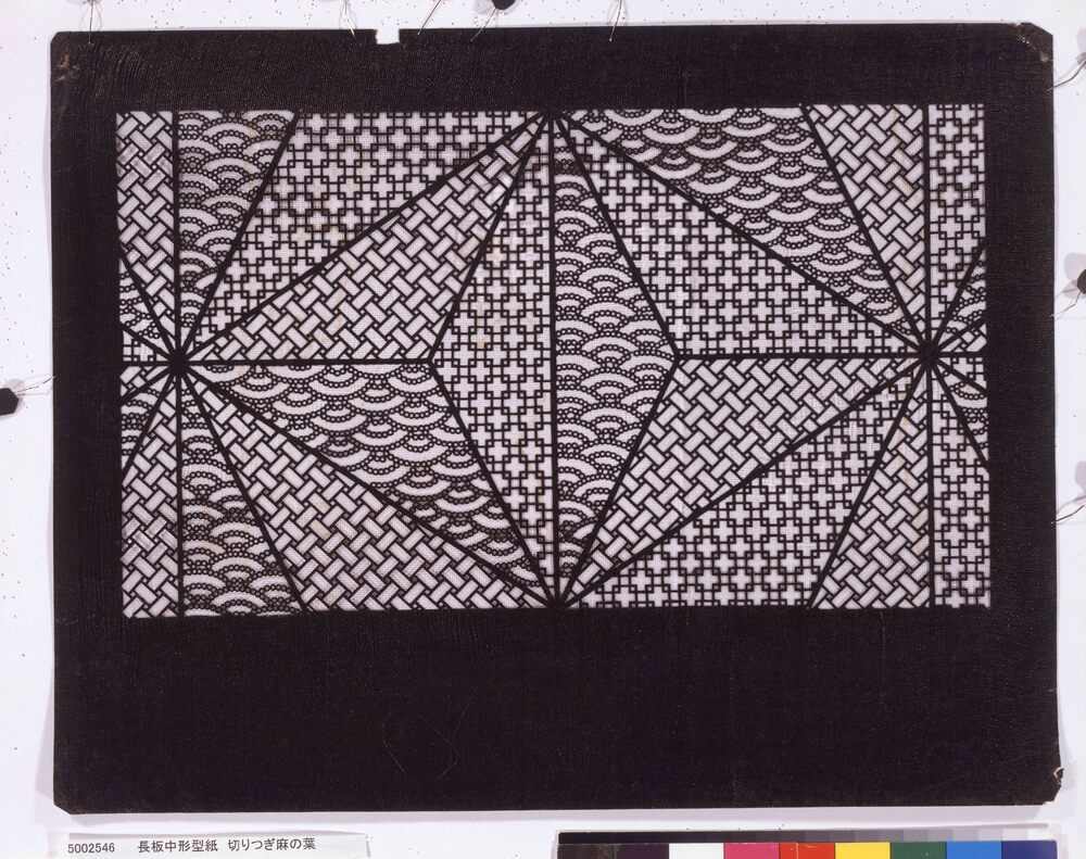 作品画像：長板中形型紙 切りつぎ麻の葉