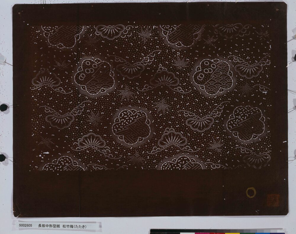 作品画像：長板中形型紙 松竹梅(たたき)