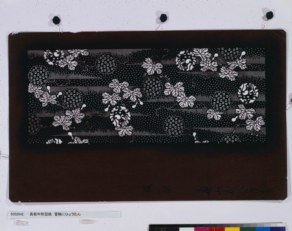 作品画像:長板中形型紙 雪輪にひょうたん