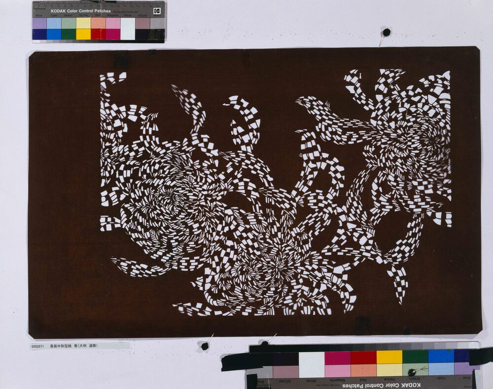 作品画像:長板中形型紙 菊(大判 追掛)