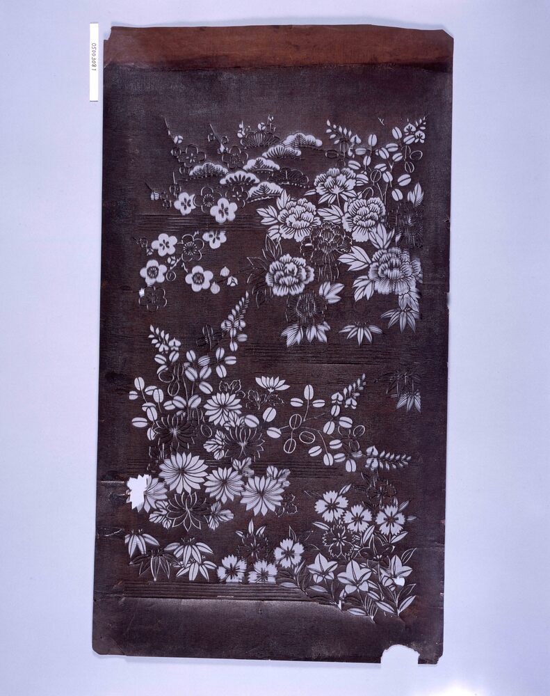 作品画像:長板中形型紙 四君子くずし