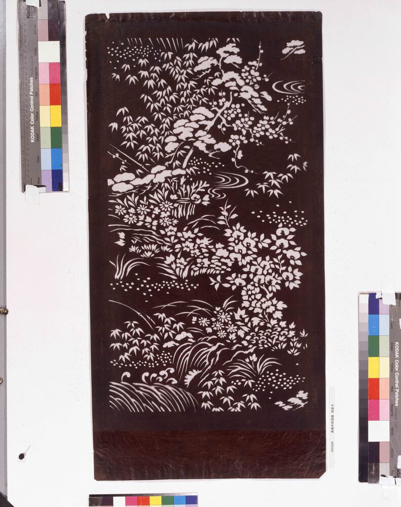 作品画像:長板中形型紙 四君子