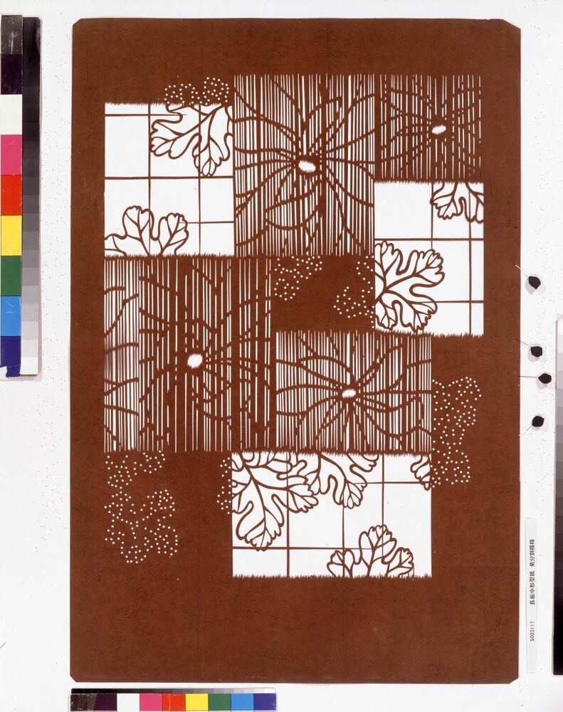 作品画像:長板中形型紙 菊分割模様