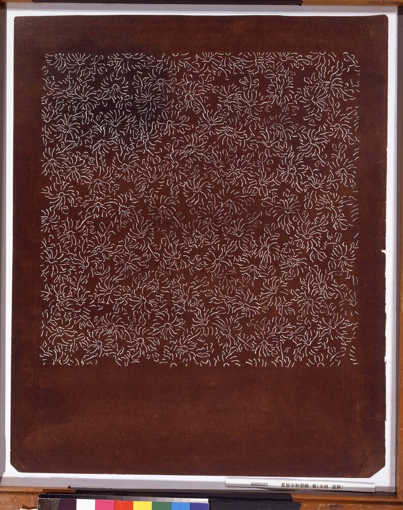 作品画像:長板中形型紙 菊(大判 追掛)