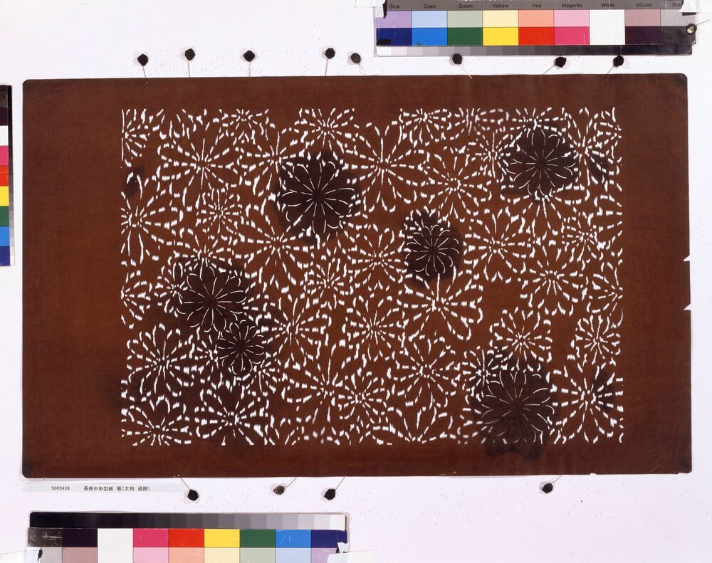 作品画像:長板中形型紙 菊(大判 追掛)