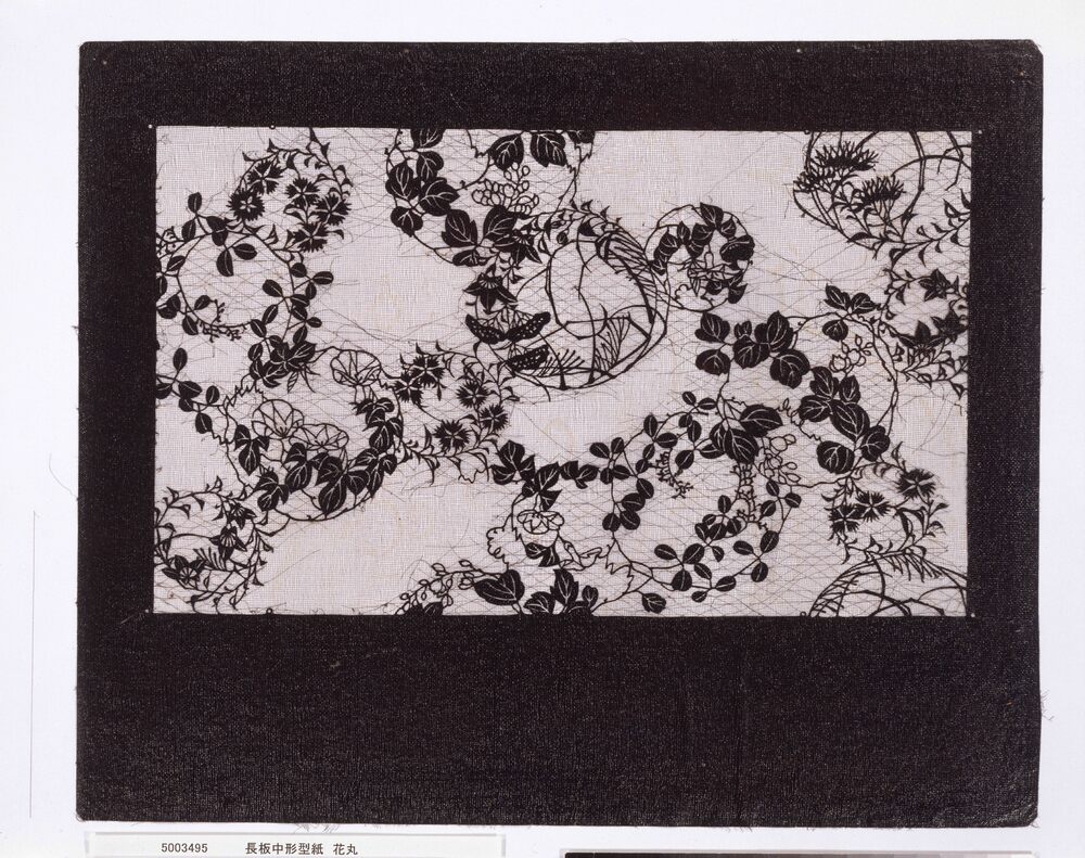 作品画像：長板中形型紙 花丸