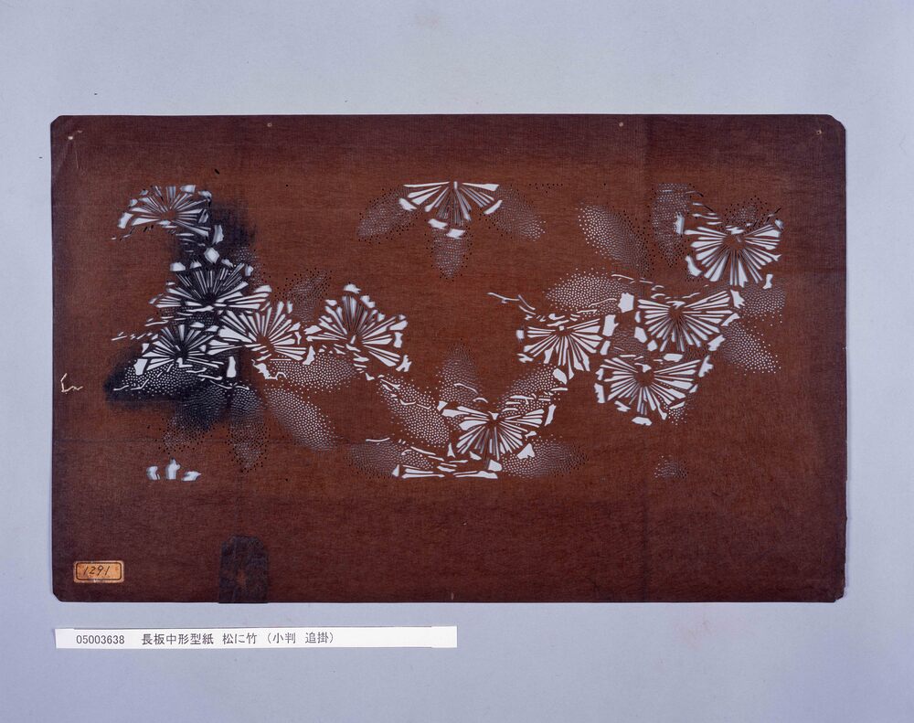 作品画像:長板中形型紙 松に竹 (小判 追掛)