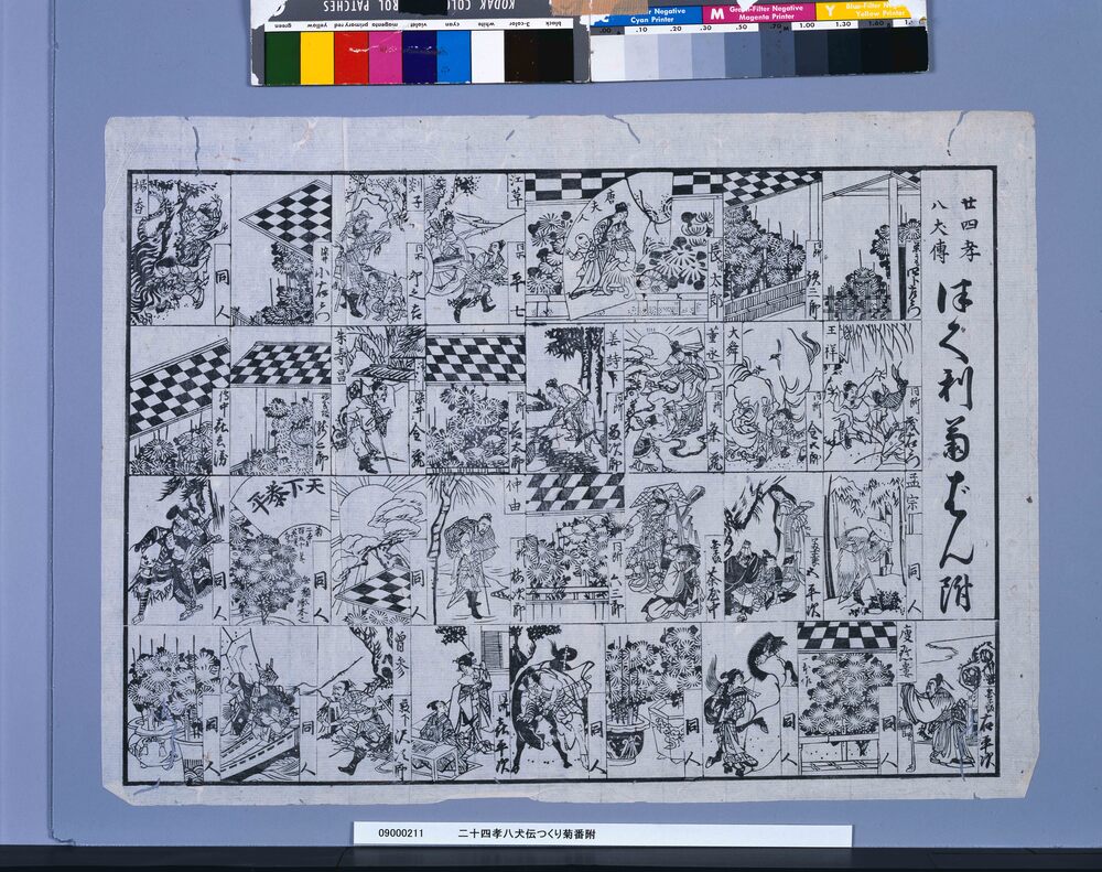 作品画像:二十四孝八犬伝つくり菊番附