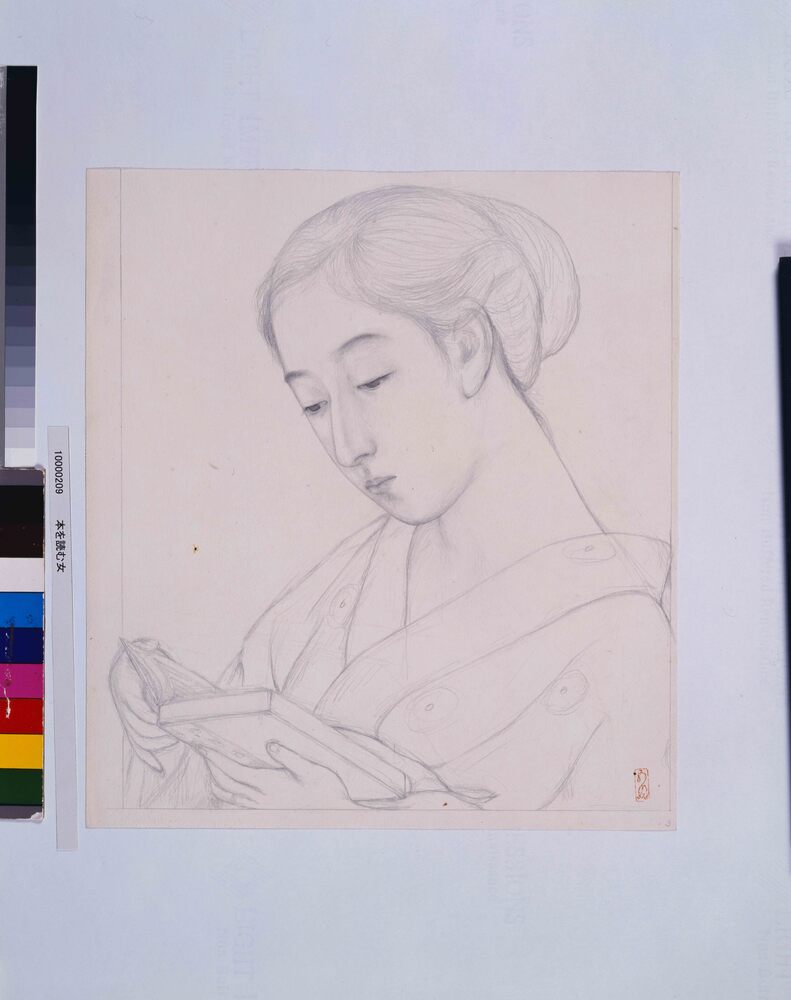 作品画像:本を読む女