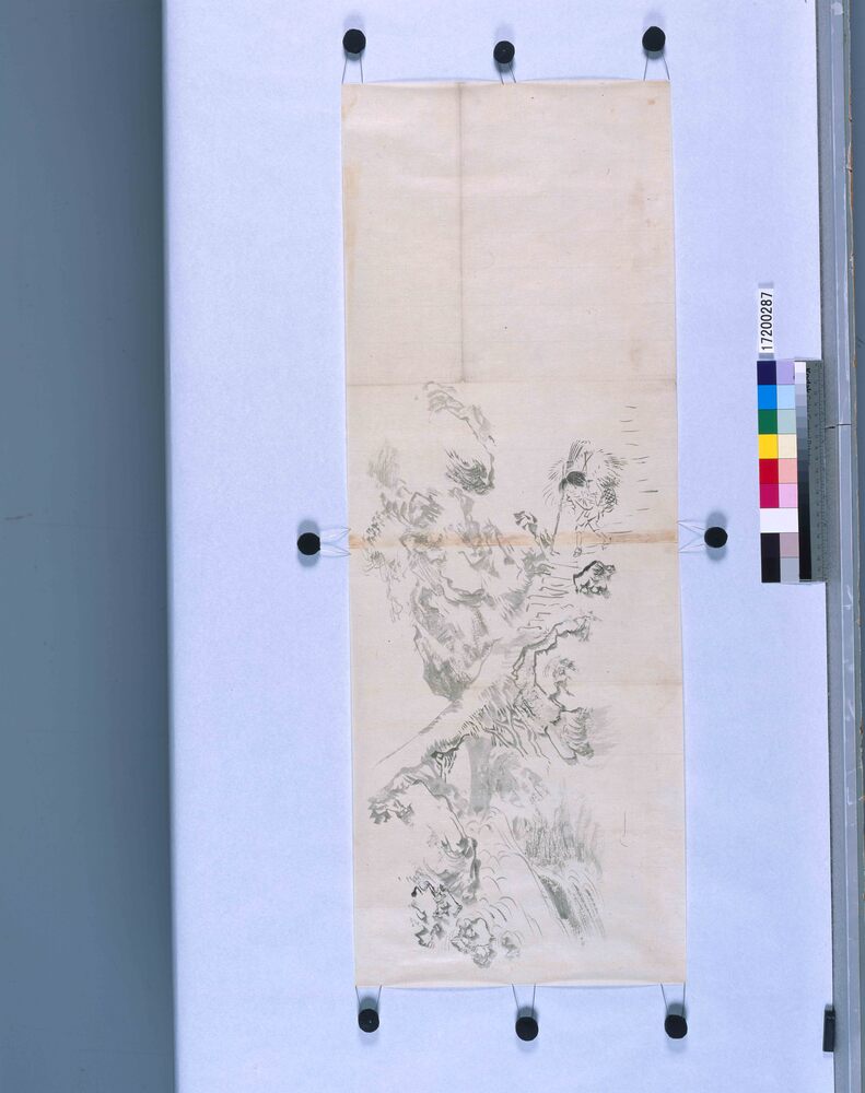 作品画像:粉本 険崖の童子