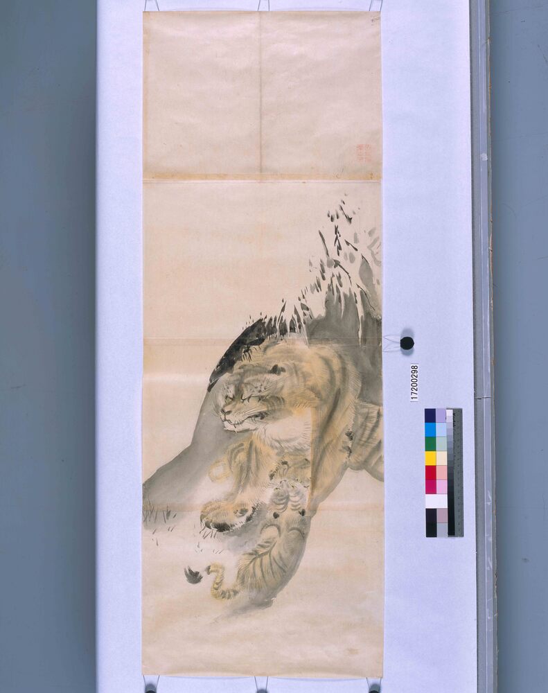 作品画像：粉本　親子虎