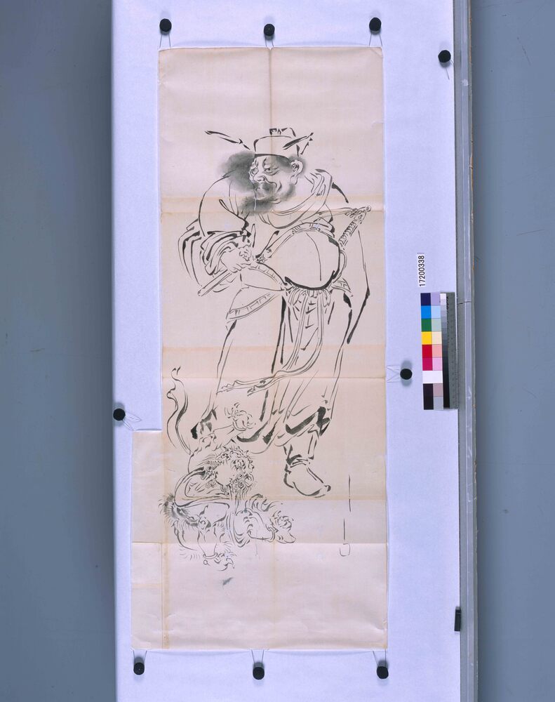 作品画像:粉本 鍾馗と鬼