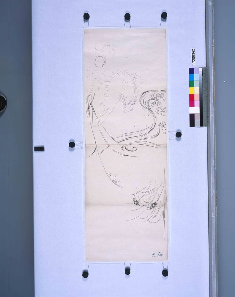 作品画像:粉本 光琳写 波に双鷄