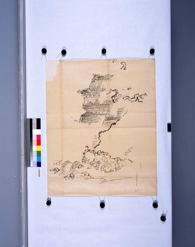作品画像:粉本 山中の堂舎
