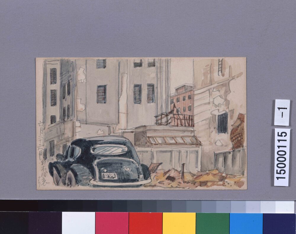 作品画像:東京戦災スケッチ34 白木屋裏より