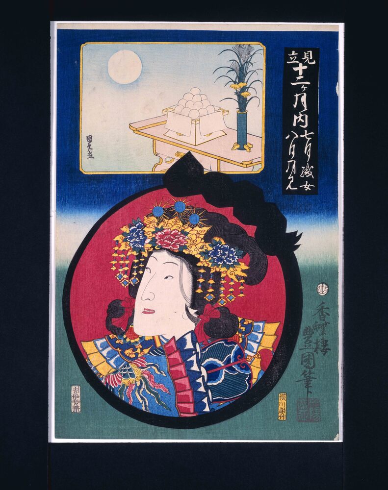 作品画像:見立十二ヶ月ノ内 七月織女 八月月見