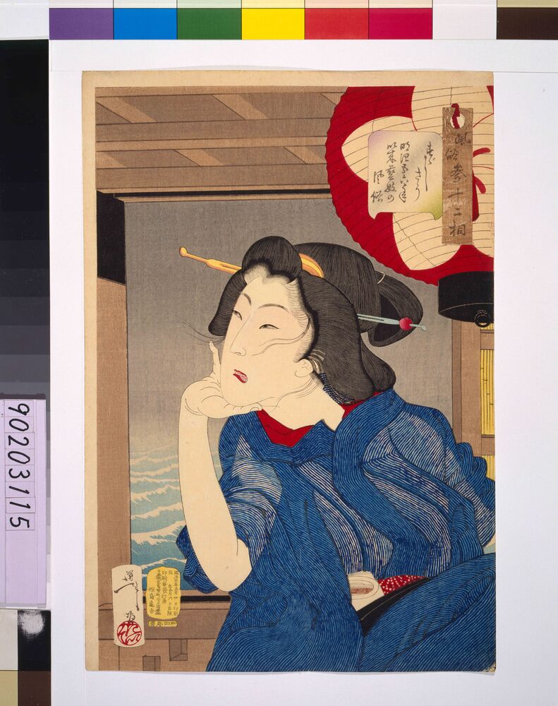作品画像:風俗三十二相 すずしさう 明治五六年以来芸妓の風俗