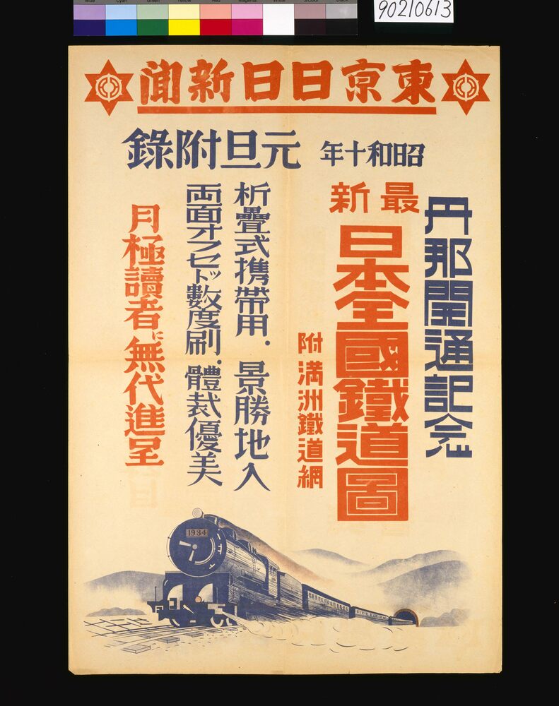 作品画像:東京日日新聞元旦付録 丹那開通記念最新日本全国鉄道図付満州鉄道網