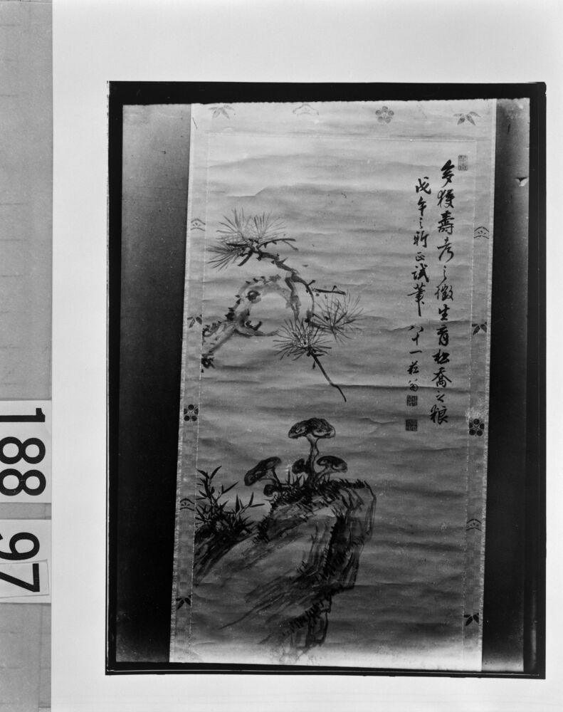 作品画像:書画軸(松と霊芝)