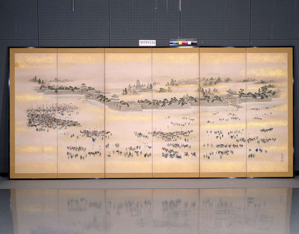 作品画像：江戸城年始登城風景図屏風